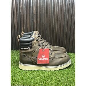 Size 12 M - Wolverine Men Trade Wedge 6" Soft Toe Moc-Toe Dark Brown Work Boot